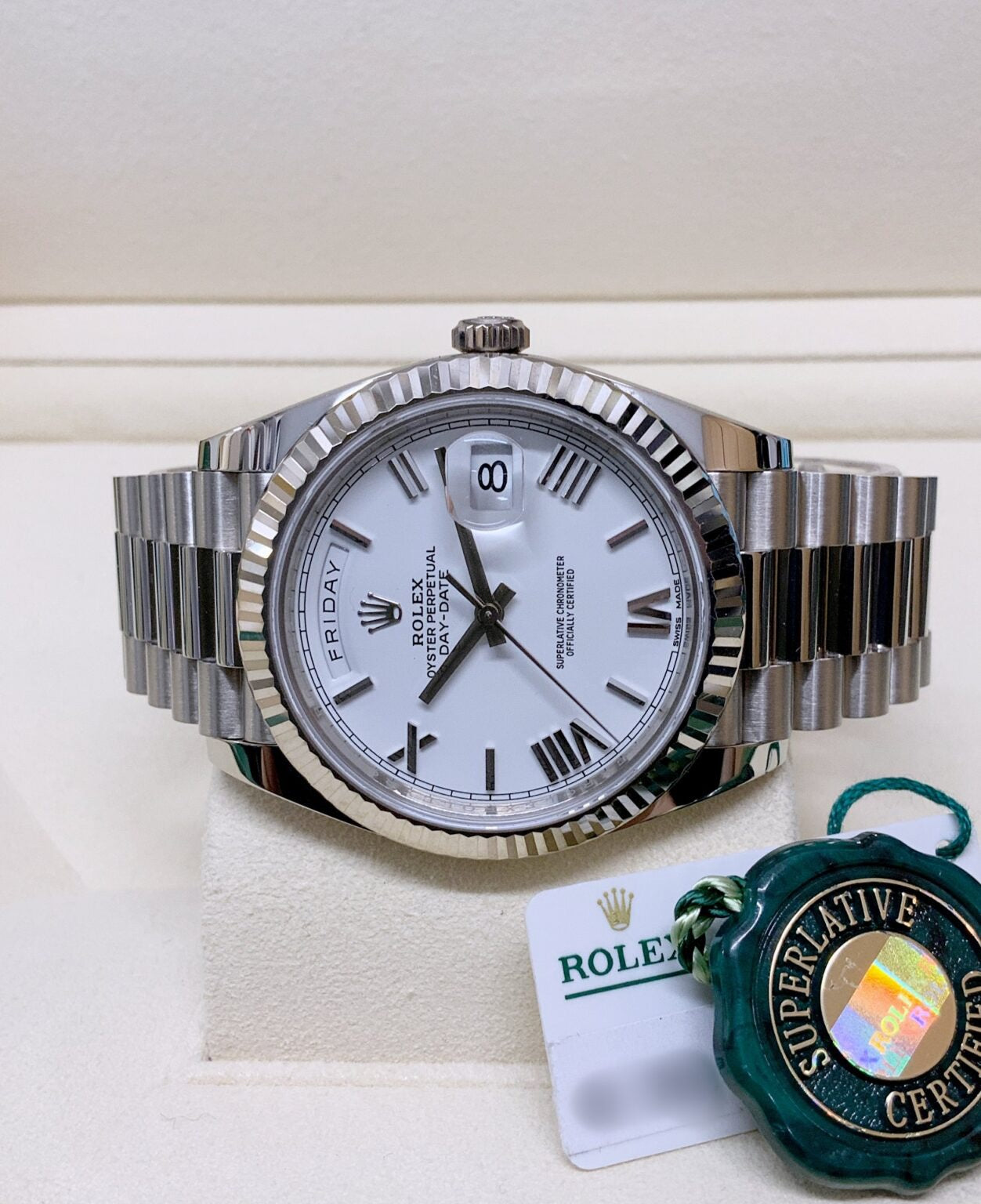 Rolex Day-Date White Gold roman dial