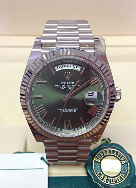 Rolex day-date ll white gold green dial