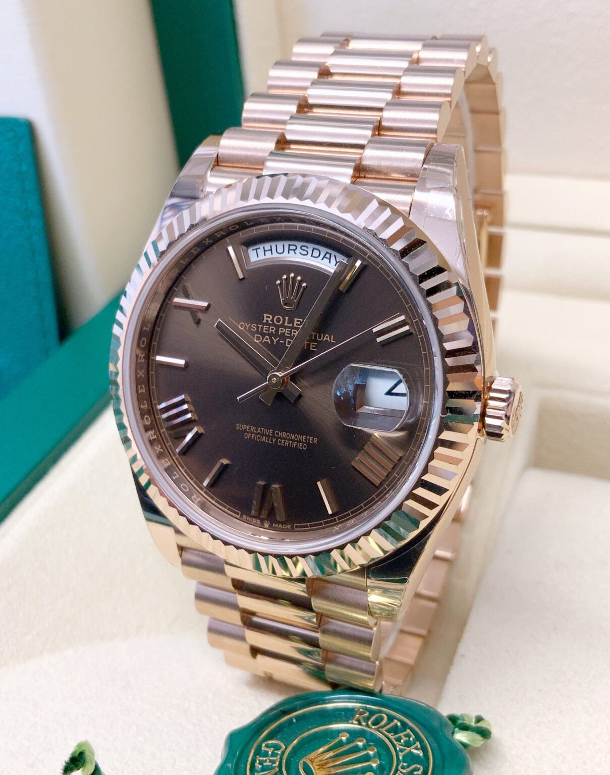 Rolex Day-Date choco Rose Gold